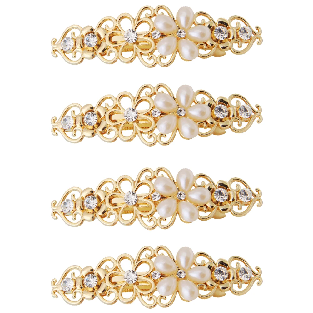 

4pcs Luxury Pearl Hair Clips Bling Alloy Hairpins for Women Girls Lightweight Comfortable Bridal Party Accessories Hairpins Hair