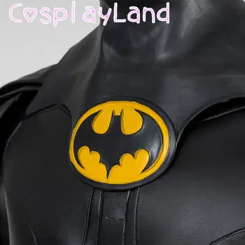Neues Barry-Fledermaus-Cosplay-Kostüm aus dem Film: Bruce Wayne Overall mit Aufdruck, Superhelden-Kampfoutfit, schwarzer Anzug, Umhang, Maske, Schuhe 10 best sales Batman Fantasia - №9