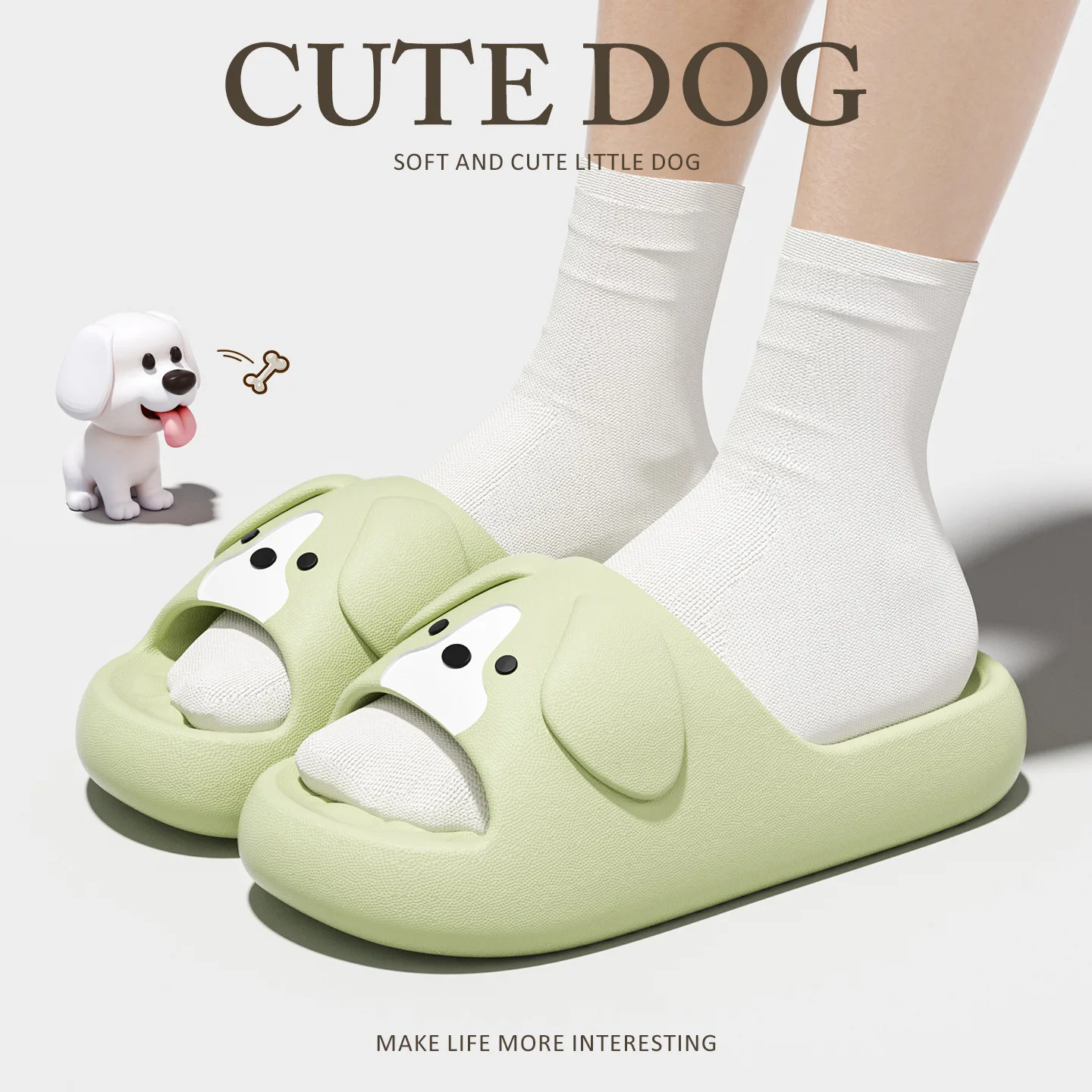 

Мягкие домашние тапочки из ЭВА для женщин и мужчин, летние легкие шлепанцы с милым мультяшным рисунком собаки, парные, для дома и пляжа