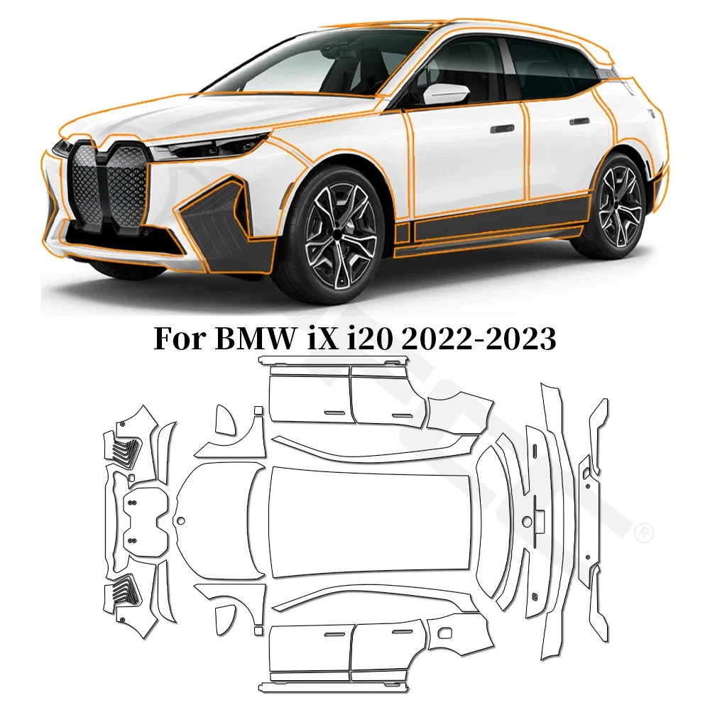 

For BMW IX I20 2022-2023 TPU Paint Protective Film Anti-scratch Car Body Clear Bra Pre-cut PPF Resistant Invisible Accessories