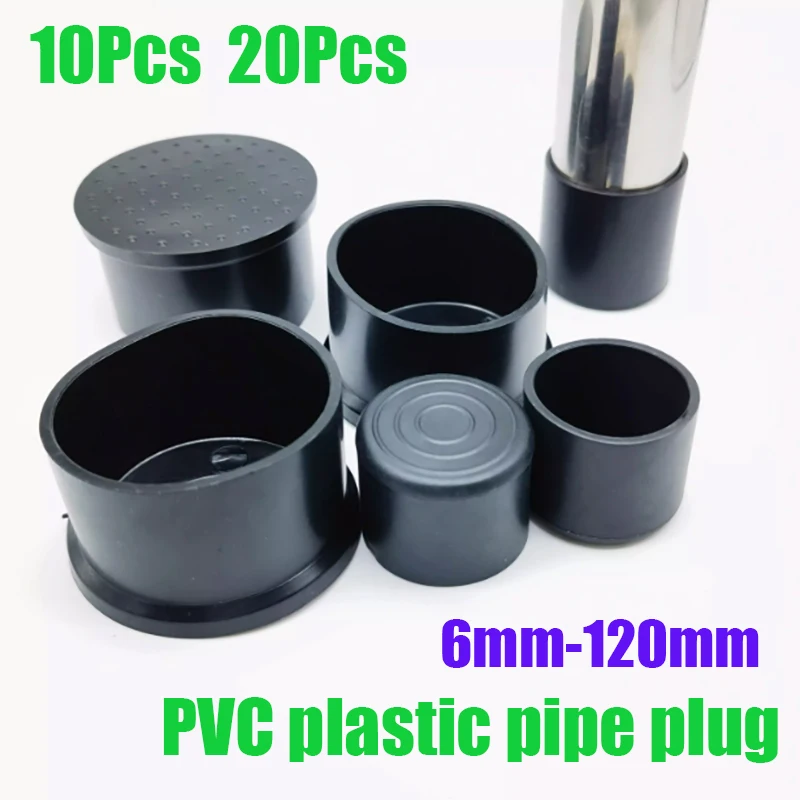 

10-20Pcs PVC Black Furniture Table Foot Tip Chairs Legs Pad Protector Cover Round Caps Pipe Plug Lid Tube Hole Protection Cap