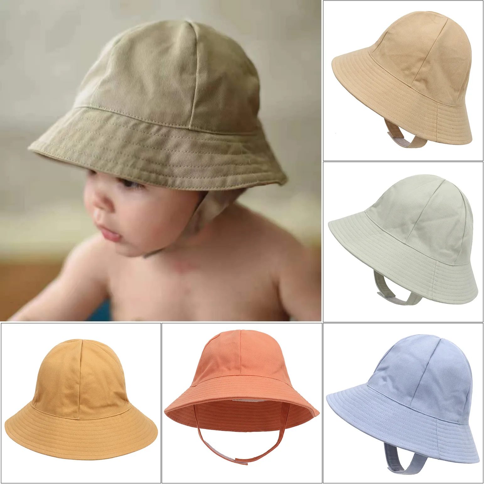 Cartoon Bear Baby Sun Hat Summer Mesh Cool Toddler Visors Large Brim Children Fisherman Cap Solid Color Boy Girl Kids Bonnet