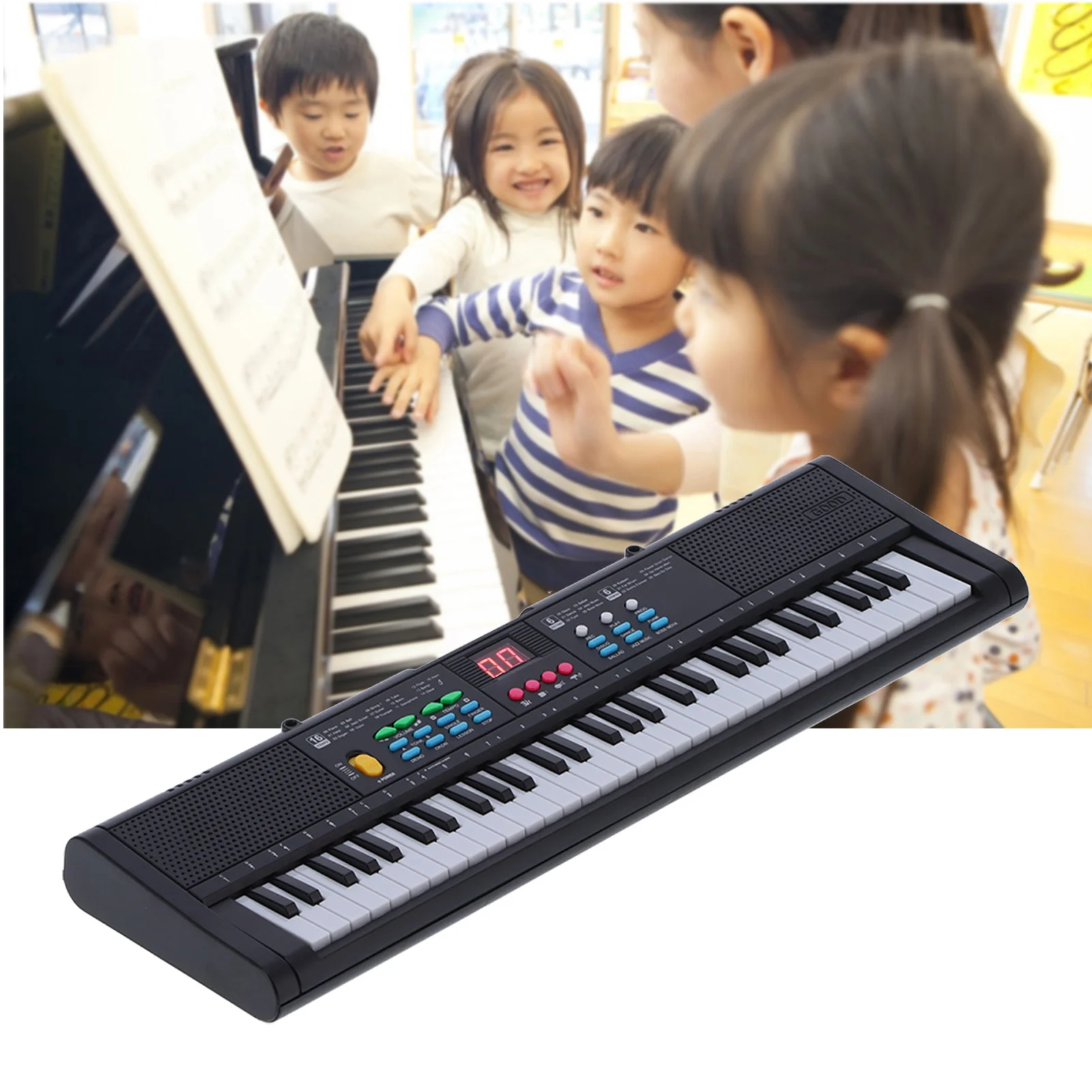 Keyboard Piano Instrument 61 Keys Electric Digital Multifunctional with Microphone MQ6186