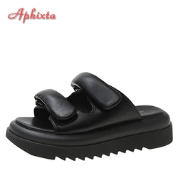 Aphixta 2022 pantofole tacco piatto piattaforma estiva sandali donna scarpe regolabili con gancio e anello 5cm suola robusta scivoli antiscivolo