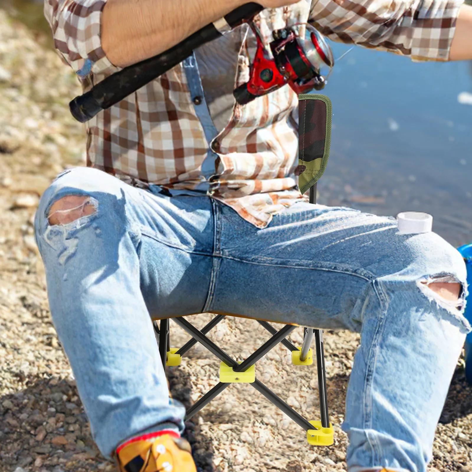 

Outdoor Folding Fishing Chair Compact Portable Stool for Camping Beach Bbq Heavy Duty Oxford Fabric Metal Frame Comfortable