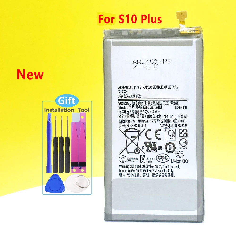 

New EB-BG975ABU Battery For Samsung Galaxy S10 Plus S10+ SM-G975F/DS SM-G975U G975W G9750 Phone Replacement