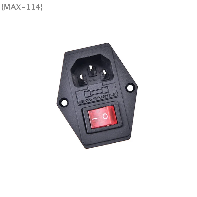 【Ja】3-Pin IEC320 C14 Inlet Module with Fuse & Switch - 10A 250V Male Power Socket, AC Power Connector Replacement