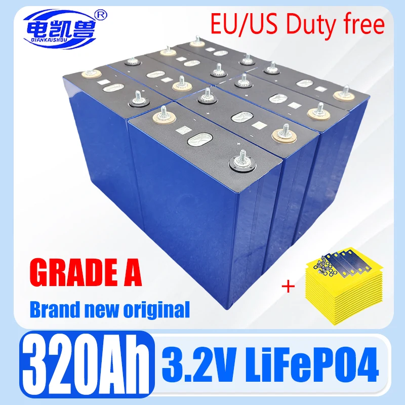 320Ah 8000 cycle 3.2V Grade A Lifepo4 rechargeable batteryDIY 12V 24V 48V RV solar storage golf cart battery pack EU/US TAX-FREE