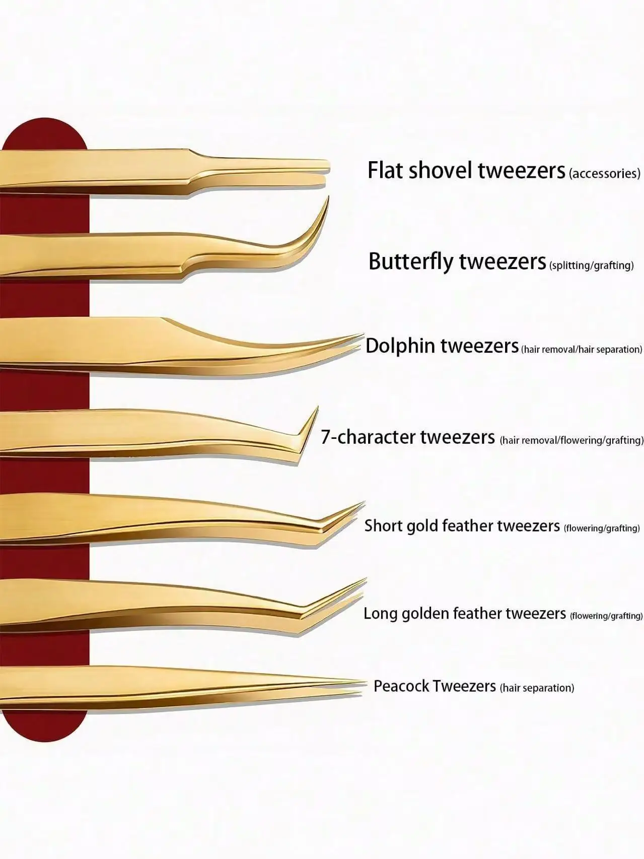 ゴールデンプロフェッショナルまつげエクステンションピンセットセット装飾帯電防止イルカ孔雀蝶ラッシュエクステンション精密ストレート