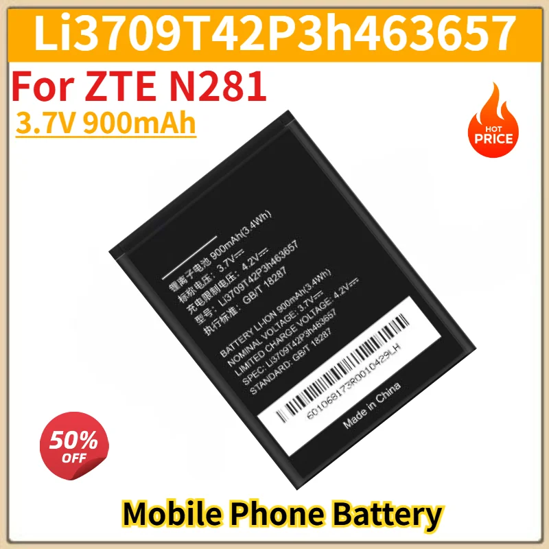 Li3709T42P3h463657 Battery 3.7V 900mAh for ZTE N281 Mobile Phone High Quality Replacement Battery
