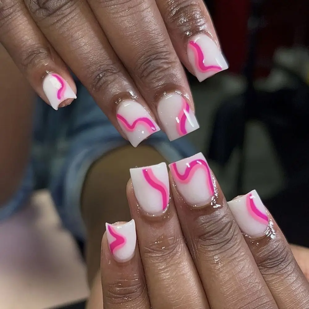 Novas mulheres curto quadrado unhas falsas francês capa completa falso nials destacável imprensa em unhas feminino meninas dicas de unhas