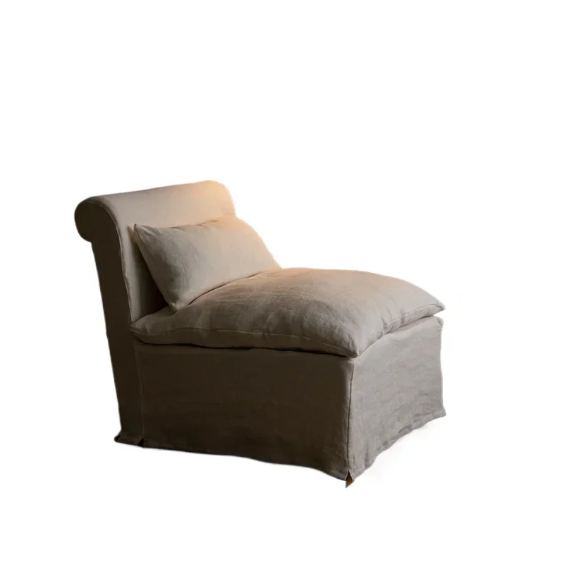 Japanese-style modern wabi-sabi style Nordic removable and washable linen fabric single corner leisure chair solid wood sofa