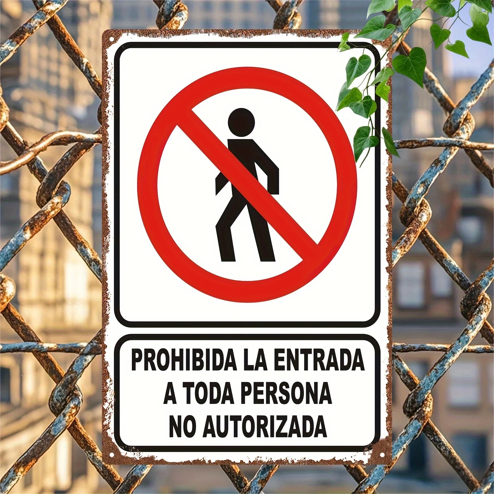 2D Flat Retro Aluminum Spanish No Entry Wall Plaque 12x8 Inch Unique Gift for History Aviation Enthusiasts