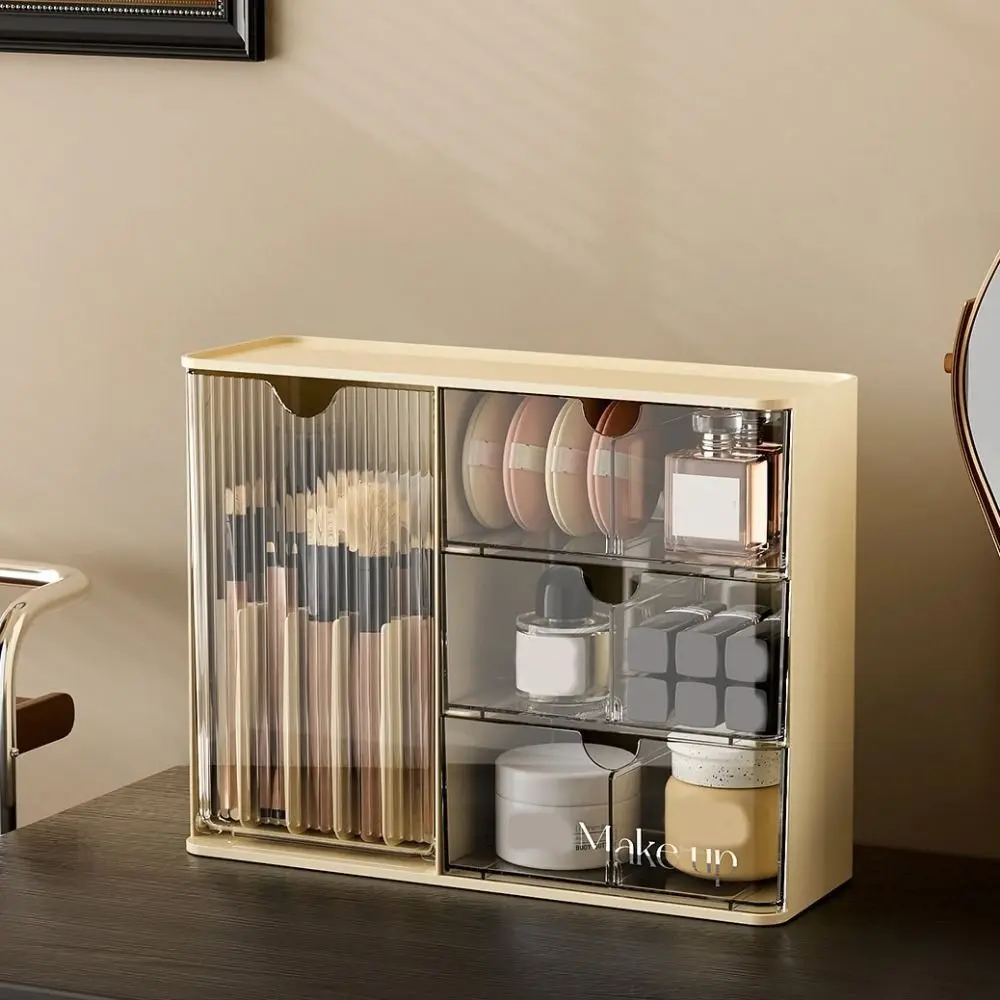 

Plastic Cosmetic Storage Box Large Capacity Transparent Cosmetic Display Case with Drawers Dust-Proof Lipstick Rack Bathroom