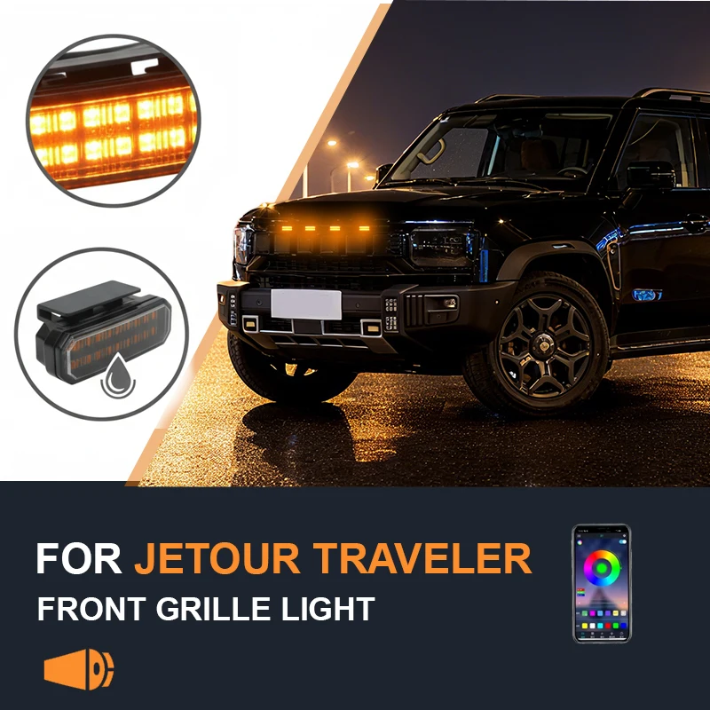 

FOR Jetour Traveler Specialized center grid small yellow light Front Grille Lights LED Decorative Warning Light Pickup 12V