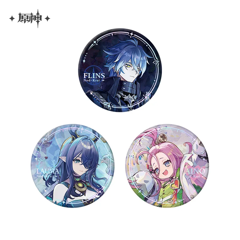 

Official MiHoYo Genshin Impact Cosplay Accessories Nod-Krai Acrylic Stand Tinplate Badge Brooch Flins Lauma Aino Birthday Gift
