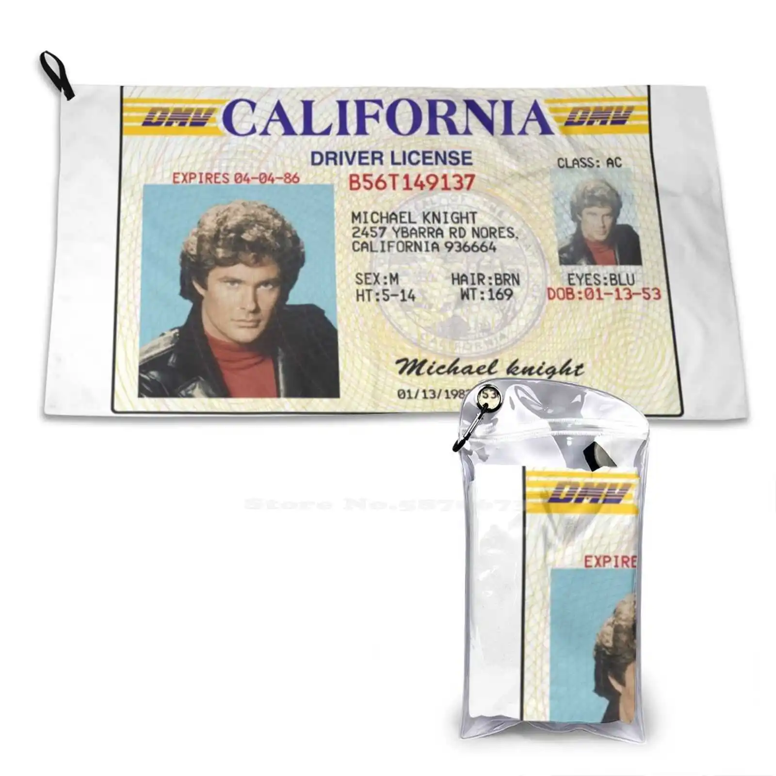 Michael Knight Driver License-Knight Rider Soft Towel Quick Dry Beach Towel K2000 Holdschool Because Vintage Knight Rider 80S