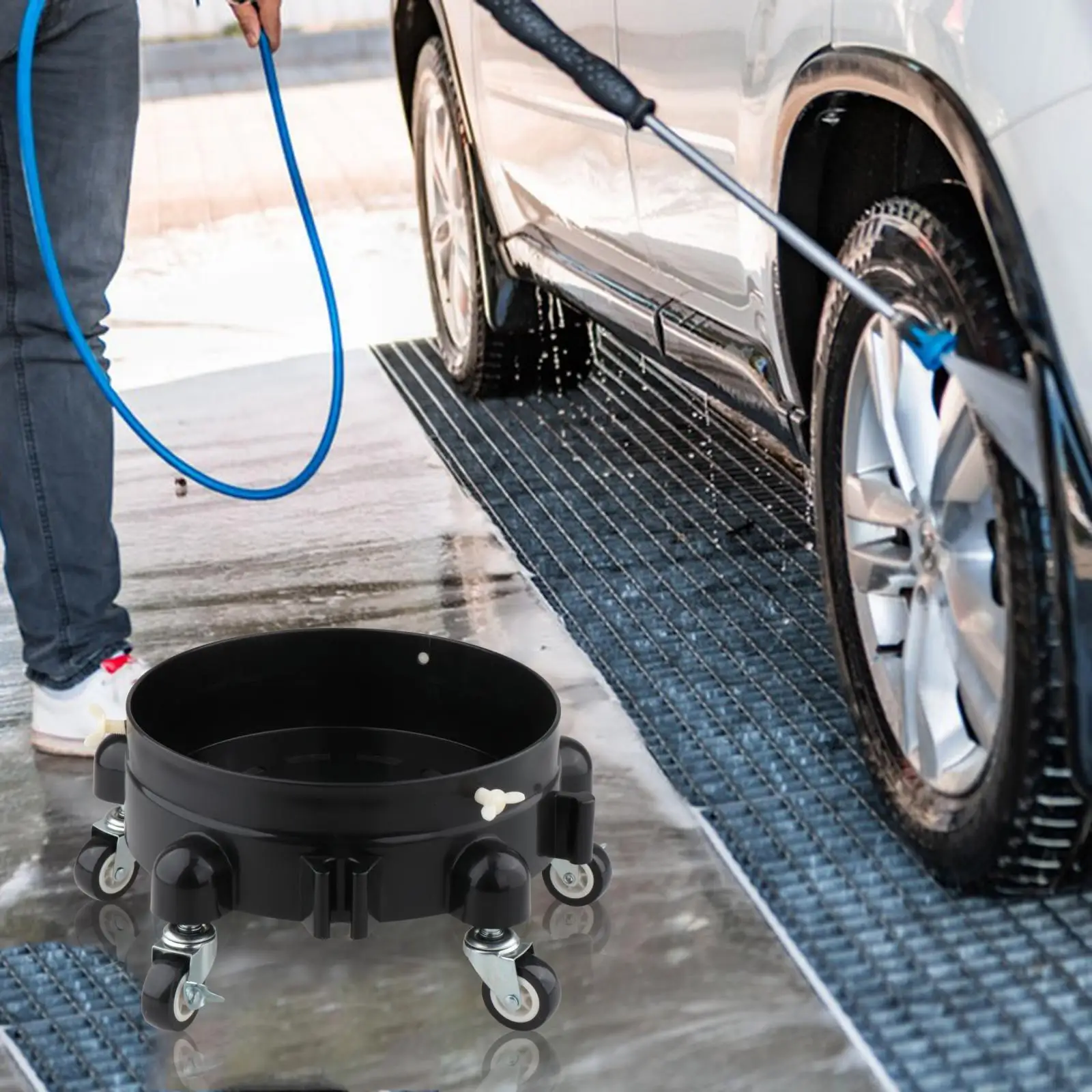 Rolling Bucket Dolly with 360 Degree Swivel Casters Multifunctional Plant Pot Caddy for Garage and Car Washing
