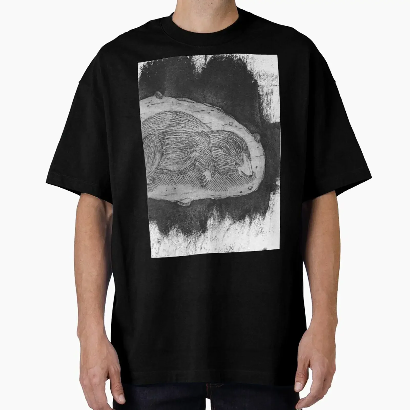 Mole in its burrow designed and sold by Azyrielle vintage Washed fashion Breathable Stretched Unisex Stylish