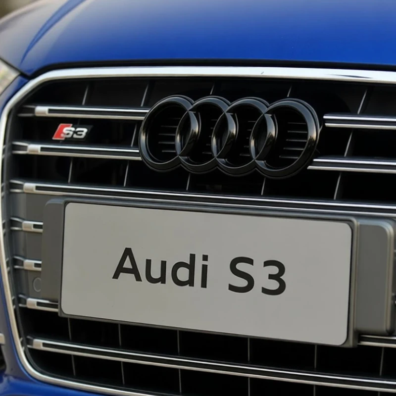 ABS Bright Black Car Front Hood Grill Replaced Emblem for AUDI S3 2010-2020 4Ring Logo Rear Trunk Badge Modified Sticker