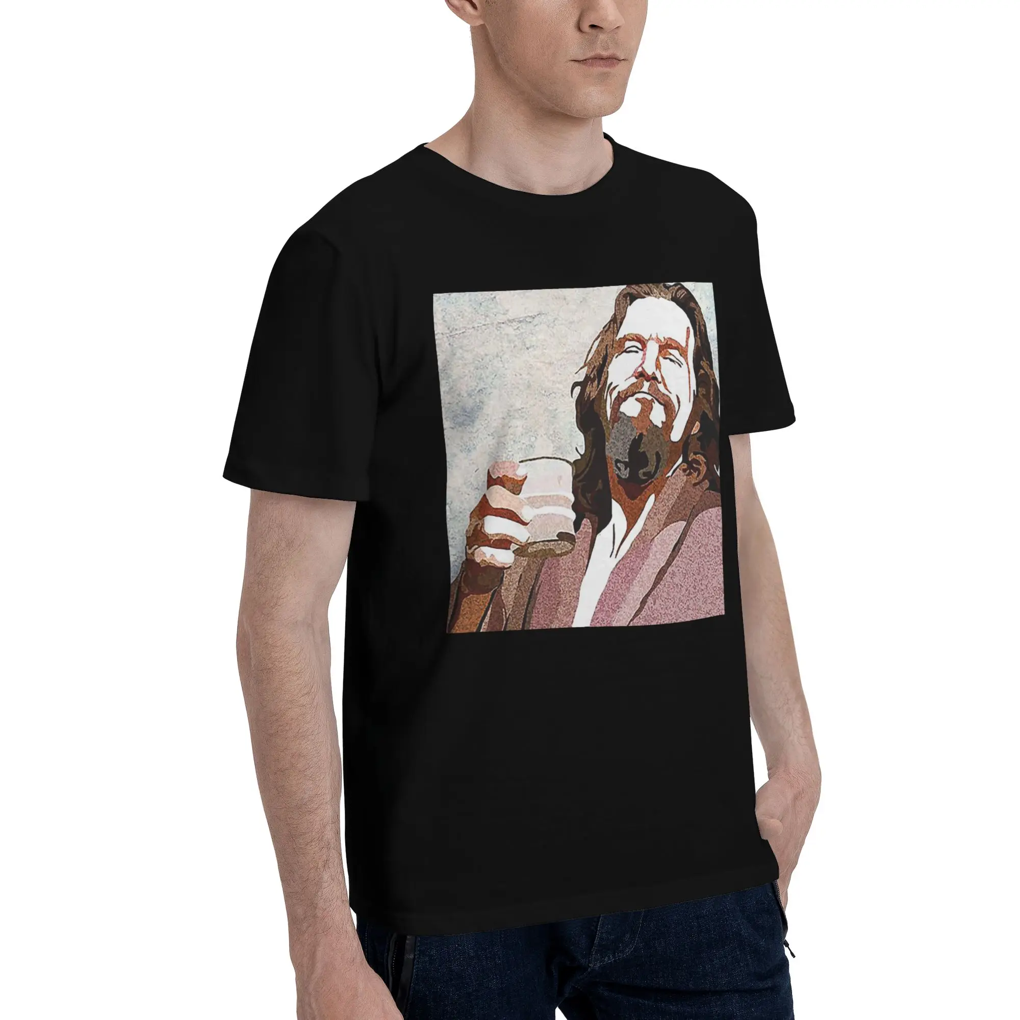 

Big Lebowski Dude Portrai Men T-Shirt Oversized T Shirts Men's Round Neck Cotton Tees Short Summer Male