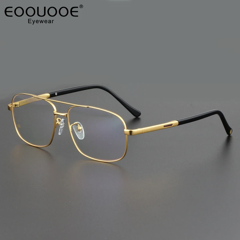 

58mm Men Pure Titanium Glasses Frame Quality Brand Optical Square Eyewaer Large Size Anti-Reflective Progressive Lenses