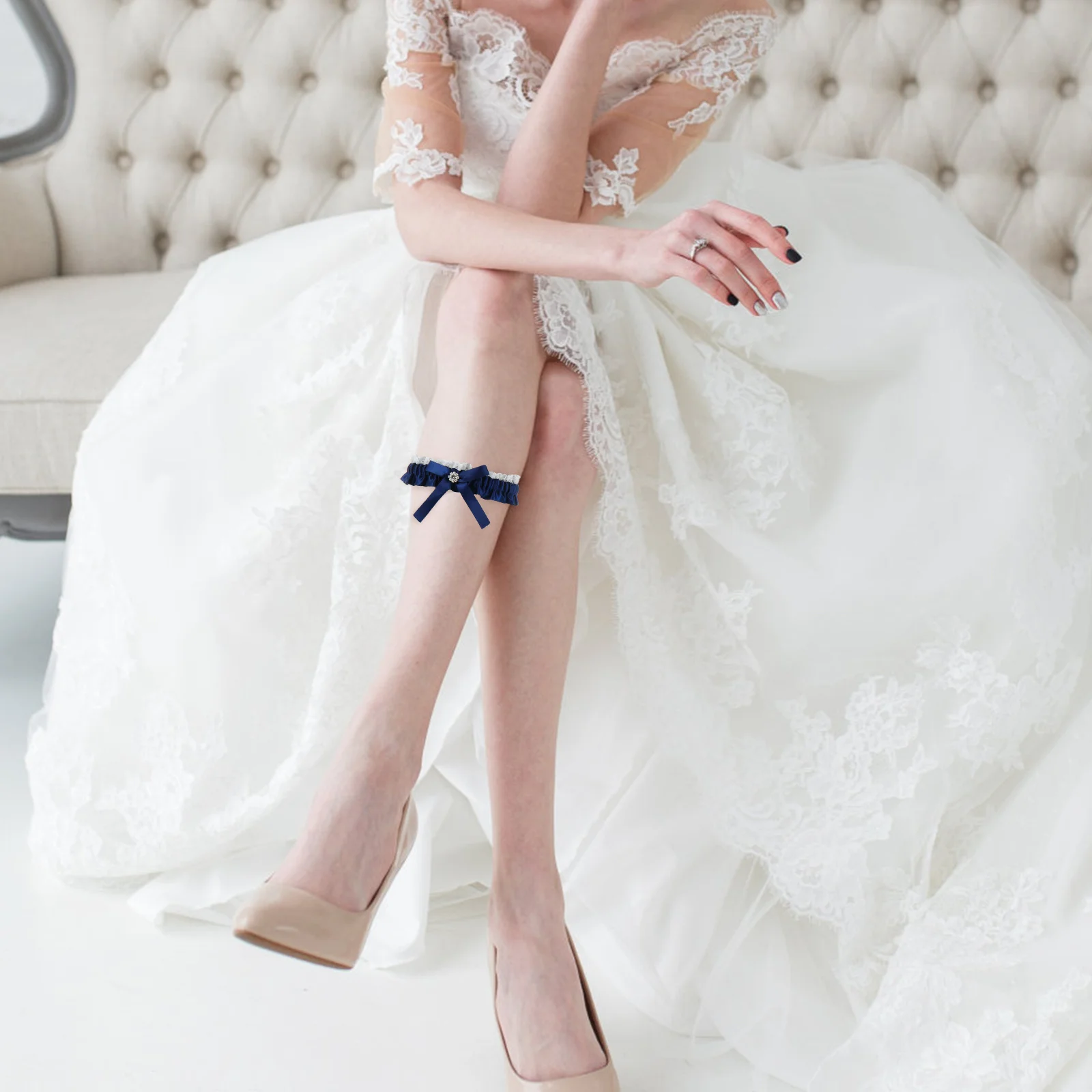 

1Pair Lace Bridal Garter Bowknot Thigh Ring Wedding Accessory Soft Elastic Comfortable Leg Decoration Classic Women Garter