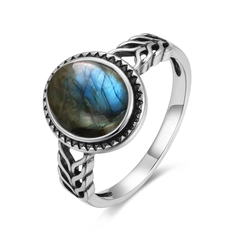 Women's Labradorite 925 Silver Ring with Rainbow Light, Gift
