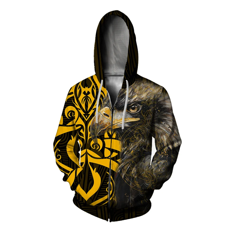 

Eagle Hoodies Y2k Clothes Hellfire 3D Printing Zip Up Hoodies Stylish And Comfortable Hooded Sweatshirt With Zipper Skull Cool