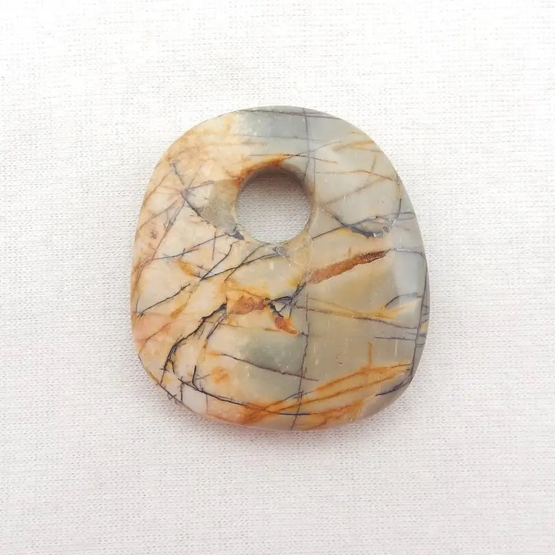 

Natural Stone Multi-Color Picasso Jasper Pendant Bead 41x38x9mm 20.6 Semiprecious Fashion Jewelry Necklace Accessories