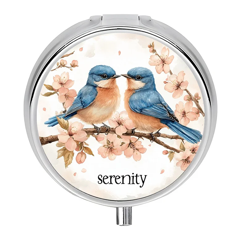 1-piece set, three-compartment storage box, serene blue bird-themed container, organizing box, unique travel style