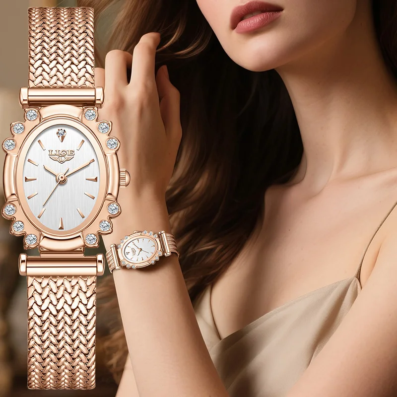 

LIGE водонепроницаемые часы женские модные ультратонкие сетчатые розовые золотые женские кварцевые часы спортивный браслет на открытом воздухе женский подарок для часов