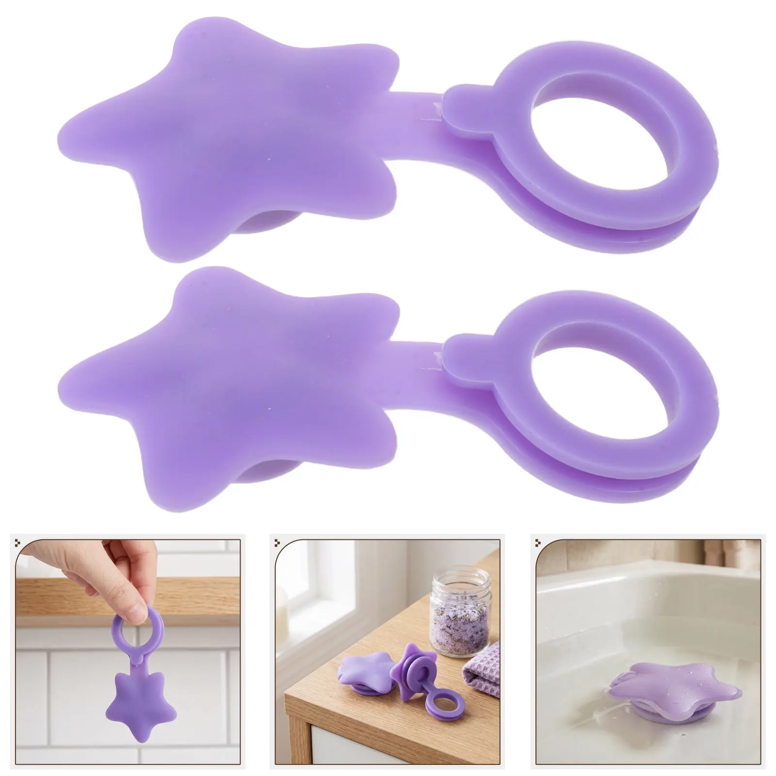 2Pcs Star Shape Silicone Tub Stopper Heat Sensing Leakproof Drain Plug Bath Tub Water Seal Color Changing Bathroom Drain Stopper