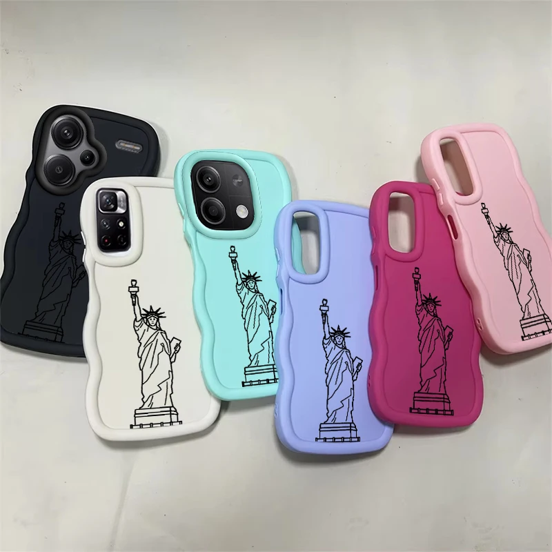 

Statue of Liberty Soft Macaron Wave Phone Case For Xiaomi Redmi A1 A2 A5 Plus + A3 11A 12 12C 13 13C 14C Note 11 14 14S Cover