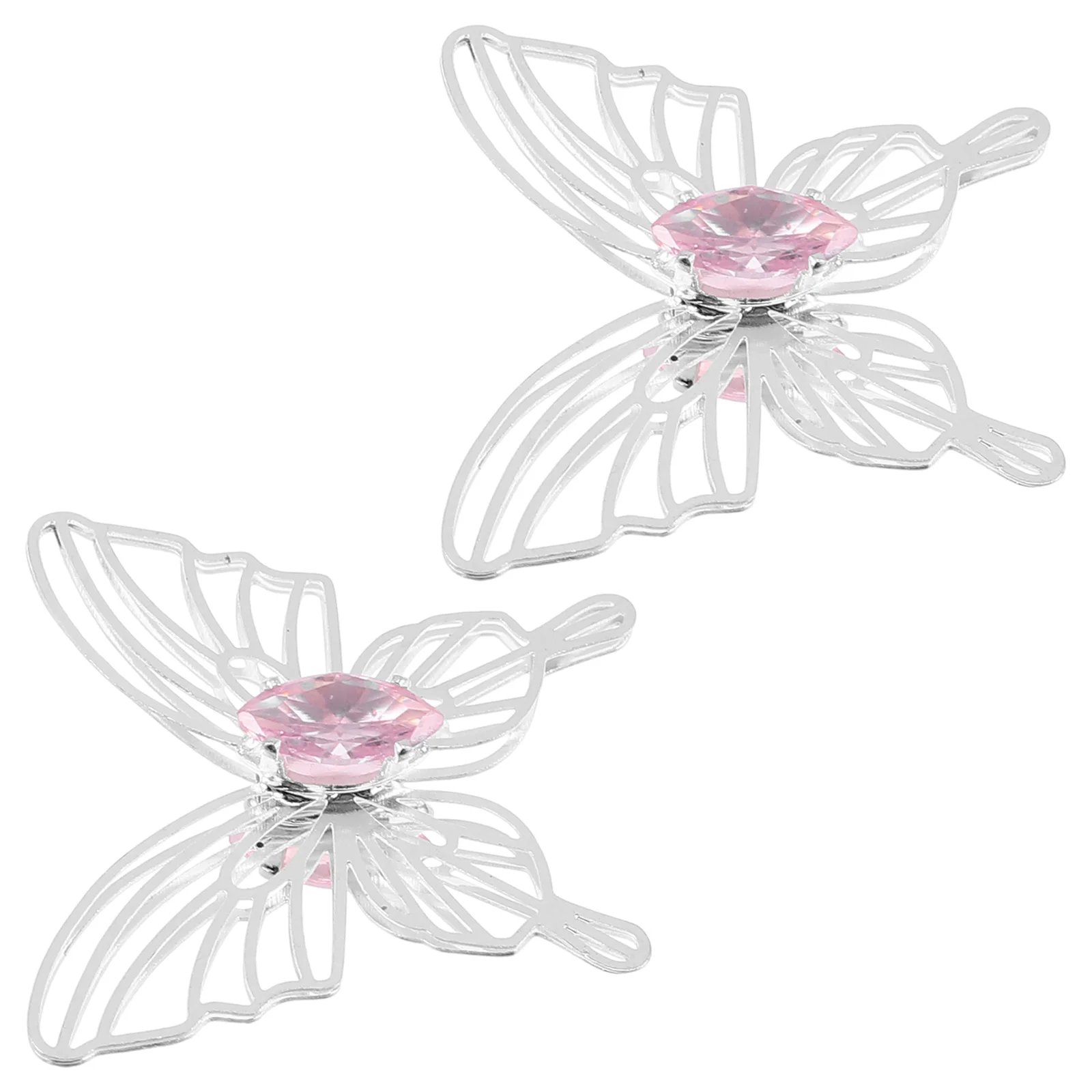 

2Pcs DIY Alloy Butterfly Charms Zirconia 25x23mm Pendants Jewelry Findings for Bracelets Necklaces Hair Accessories
