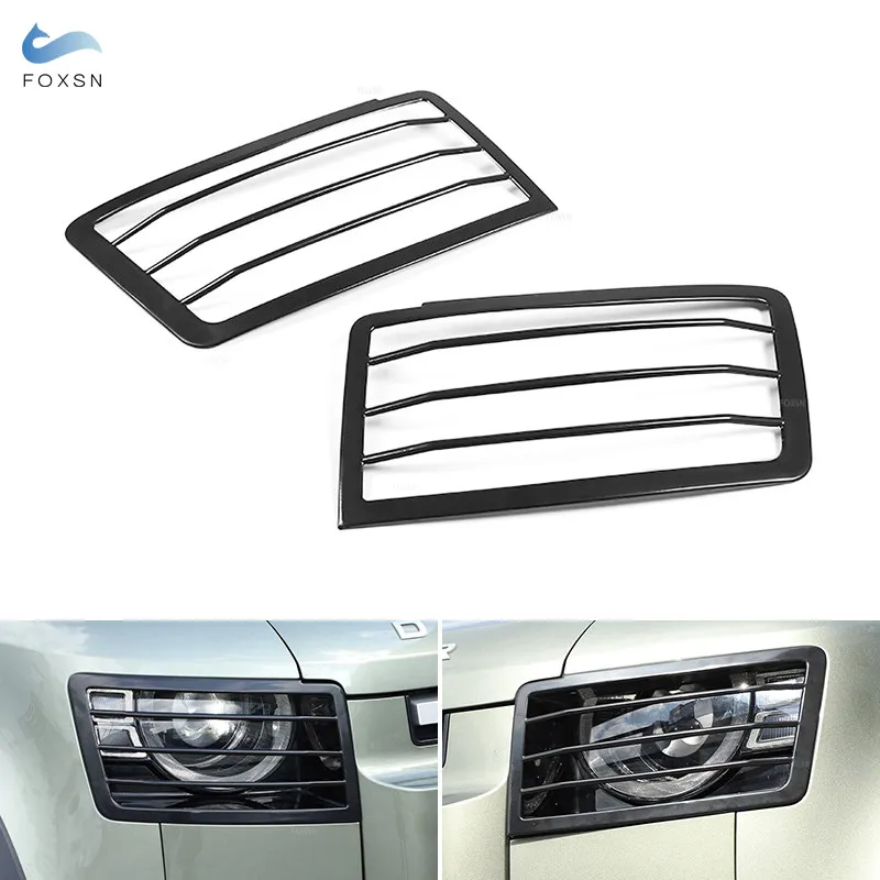 

For Land Rover Defender 110 2020-2024 Stainless Steel Car Accessories Headlight Lamp Shade Cover Net Fog Lights Grille Trim