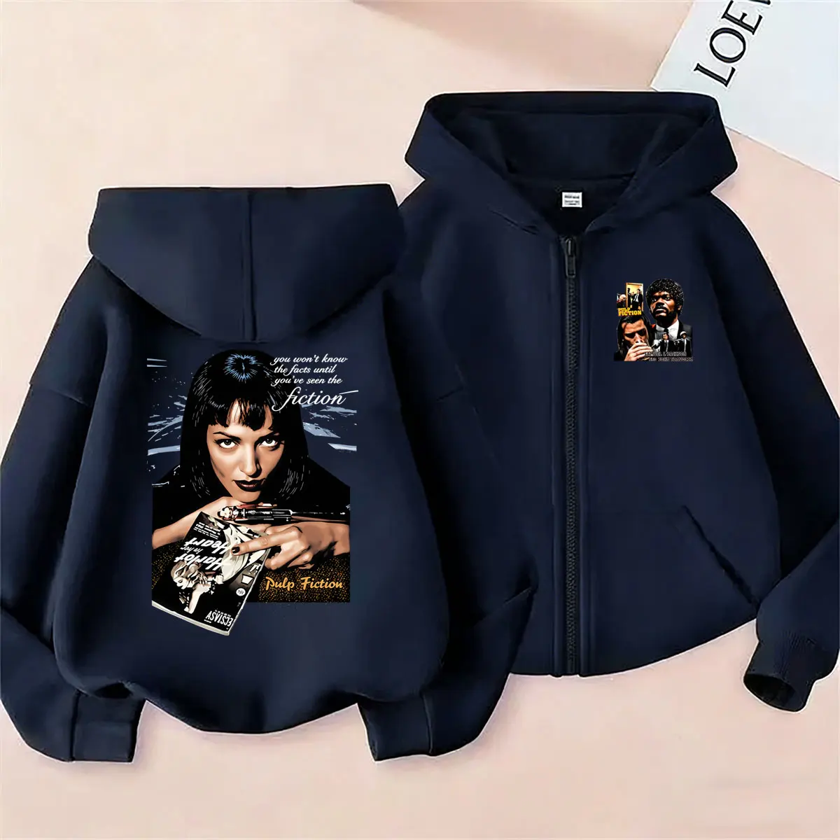 Hot Famous Director Quentin Tarantino Movie Pulp Fiction Zipper Hoodie Men Women Fashion Hip Hop Oversized Zip Up Jacket Coat