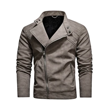 2025 Fashion Leather Jacket Men Winter Fleece Warm Zipper Motorcycle Coats Mens Fashion New Biker PU Jackets Slim Overcoat 6
