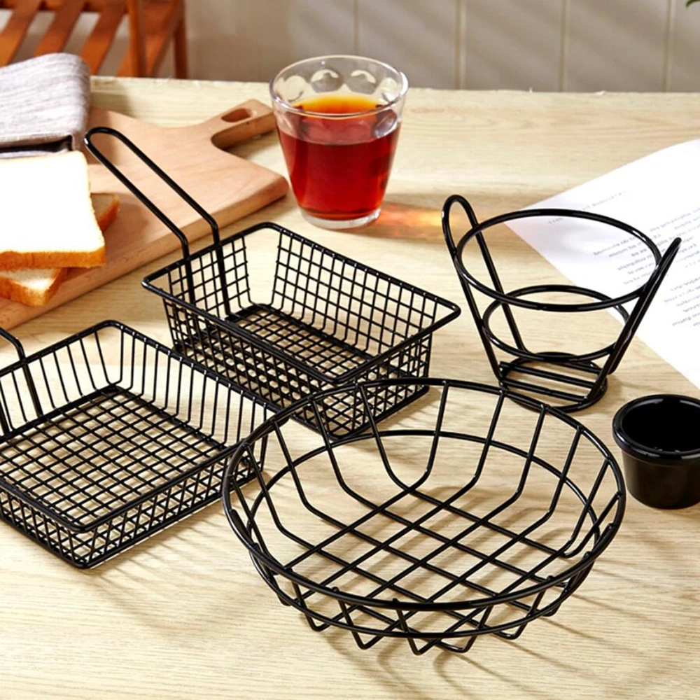 French Fries Basket Snack Bucket Stainless Steel Fried Chicken Chip Storage Basket Food Frying Basket Oil Strainer Tableware