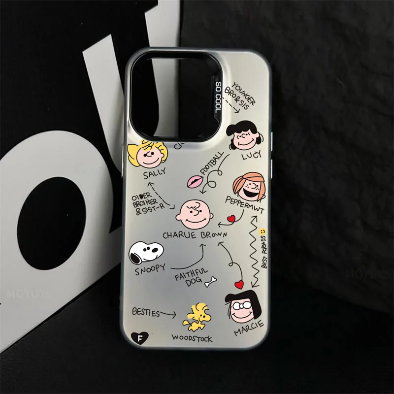 Peanut Snoopy Cartoon Diagram Phone Case for iPhone 11 12 13 14 15 Pro Max Plus X XS XR Snoopys Woodstock Charlie Cover