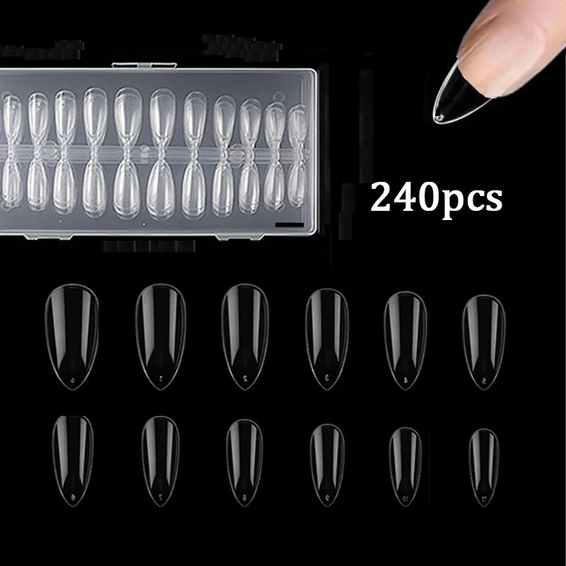 

240pcs Nail Extension Tips Nail Tips for Extension Artificial Half Soft Gel Tips for Nails Capsule DlY Nail Salon Manicure CDJ07