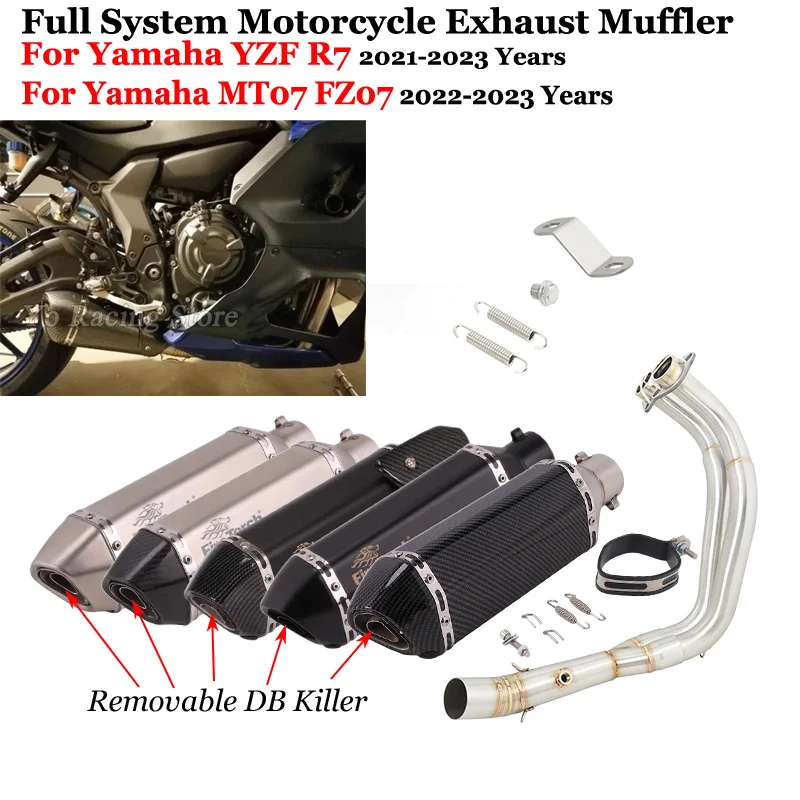 

Slip-On For Yamaha YZF R7 MT07 FZ07 MT-07 2021-2023 Full Motorcycle Exhaust System Front Link Pipe Connecting 51mm Muffler Moto