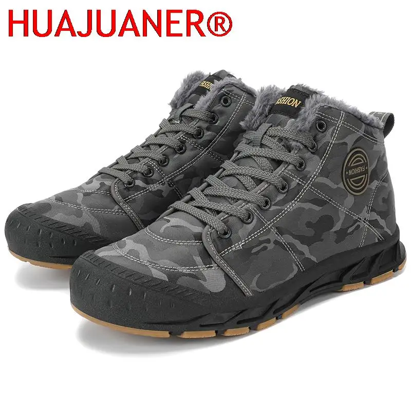 2025 Winter Men Snow Boots Male Outdoor Boots Men Hiking Shoes Non-slip Warm Plush Male Waterproof Ankle Cotton Boots Size 39-46