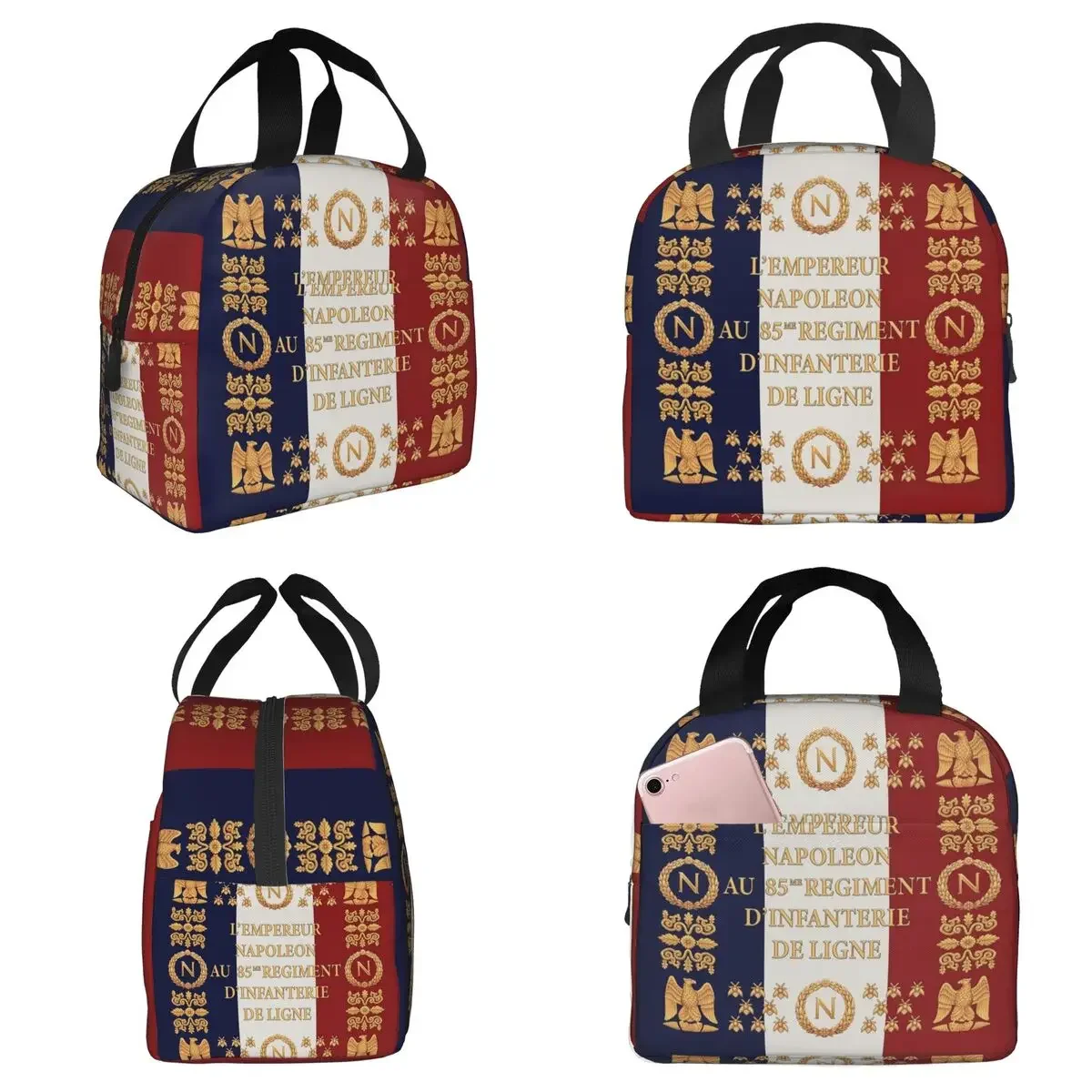 

Napoleonic French 85th Regimental Flag Insulated Lunch Bag for Kids School Cooler Thermal Food Box Tote Lunch Boxes Container