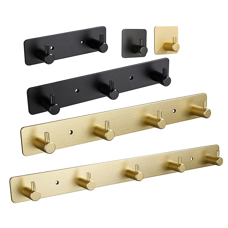 Aluminium Alloy Self Adhesive Hooks Sticky Wall Door Hook Robe Tea Towel Rustproof Towel Rack, Clothes Coat Hanger