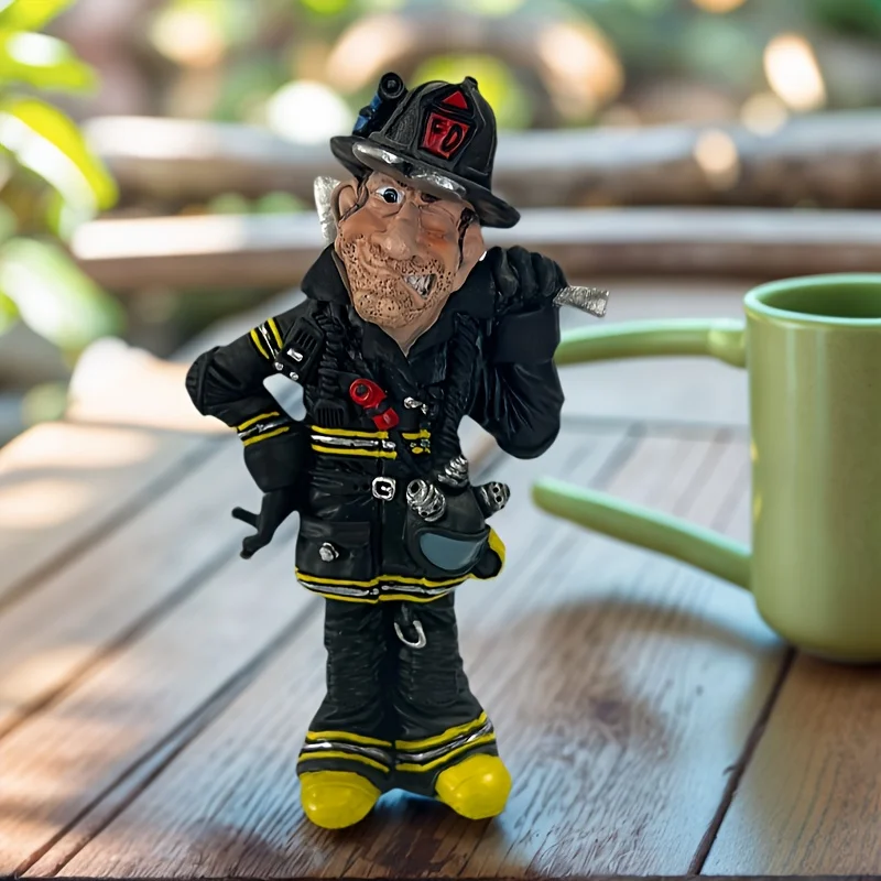 Funny Firefighter Figurine, Hero Character Statue, Home Office Desktop Decor Collectible Gift