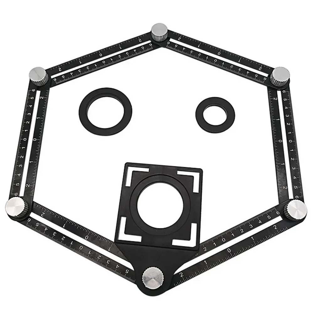 6 Fold Set Construction Angle Measuring Ruler Aluminum Alloy Perforated Mold Template Tool Locator Drill Guide Tile Hole - Image 3