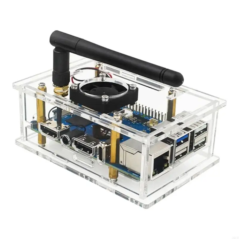 20CE Acrylic Case Cover Optional Cooling Fan for Orange Pi 5 Protector and Improve Signal Stability