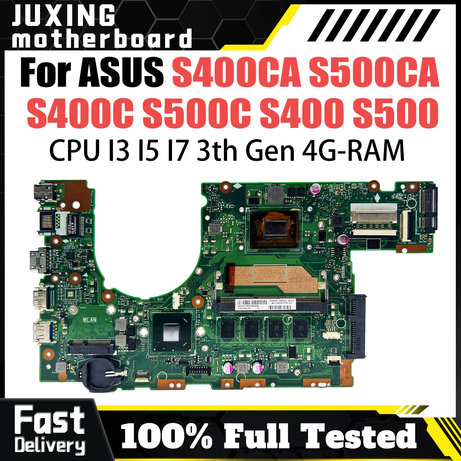 S400CA Mainboard For ASUS S500CA S400C S500C S400 S500 Laptop Motherboard With CPU I3 I5 I7 3th Gen 4GB RAM Fully Tested