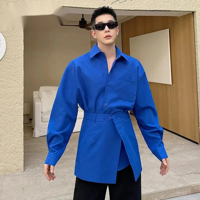 Korean Style New Fashion Men Shirt Long Sleeve Solid Color Two-piece Summer Male Clothing Single Breasted Shirts 9W999D